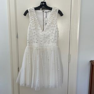 Alice + Olivia white pearl & tulle dress, size 10, never been worn new with tags
